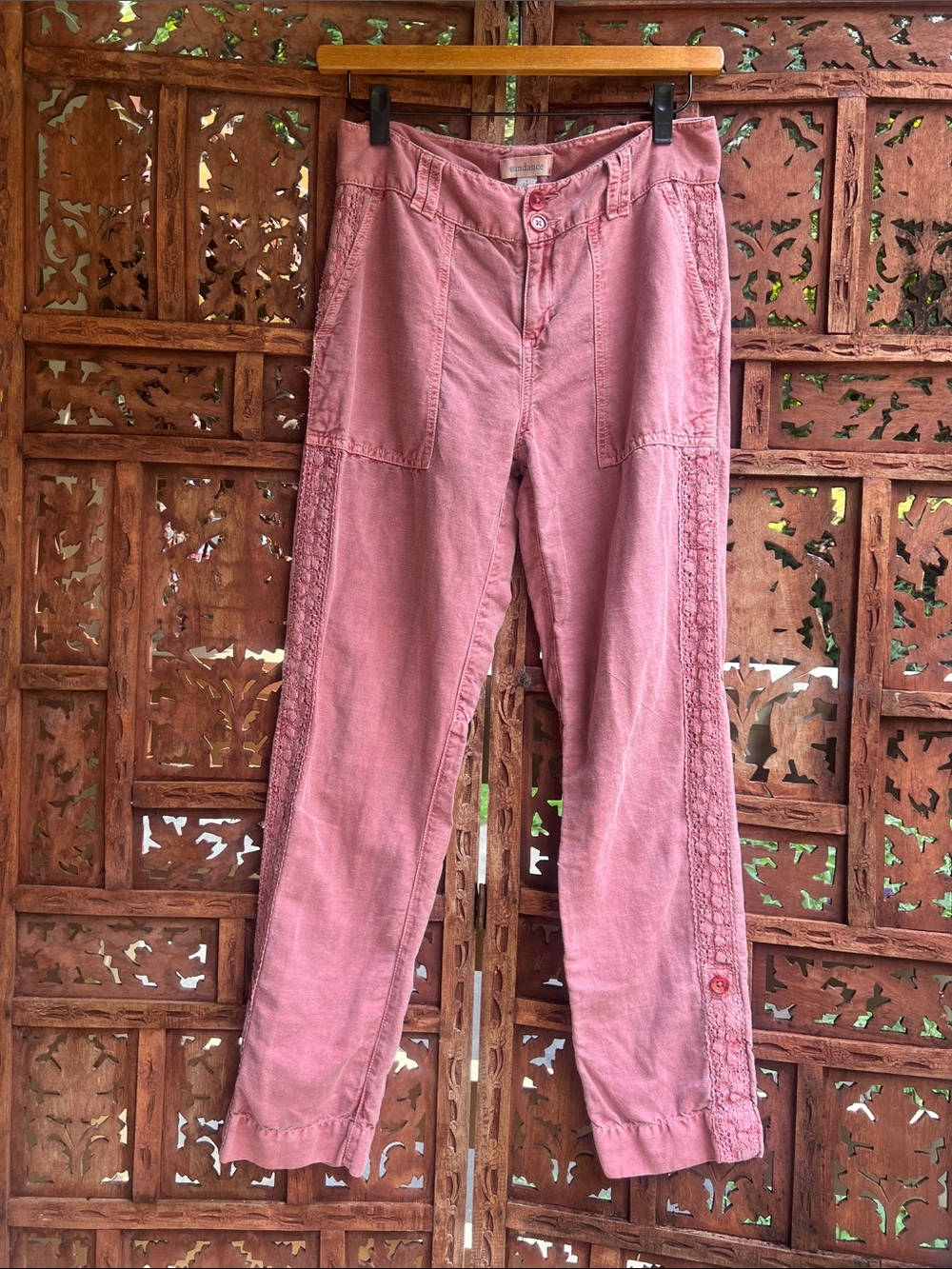 Sundance women's Rose-Pink Linen Cotton Blend Pants